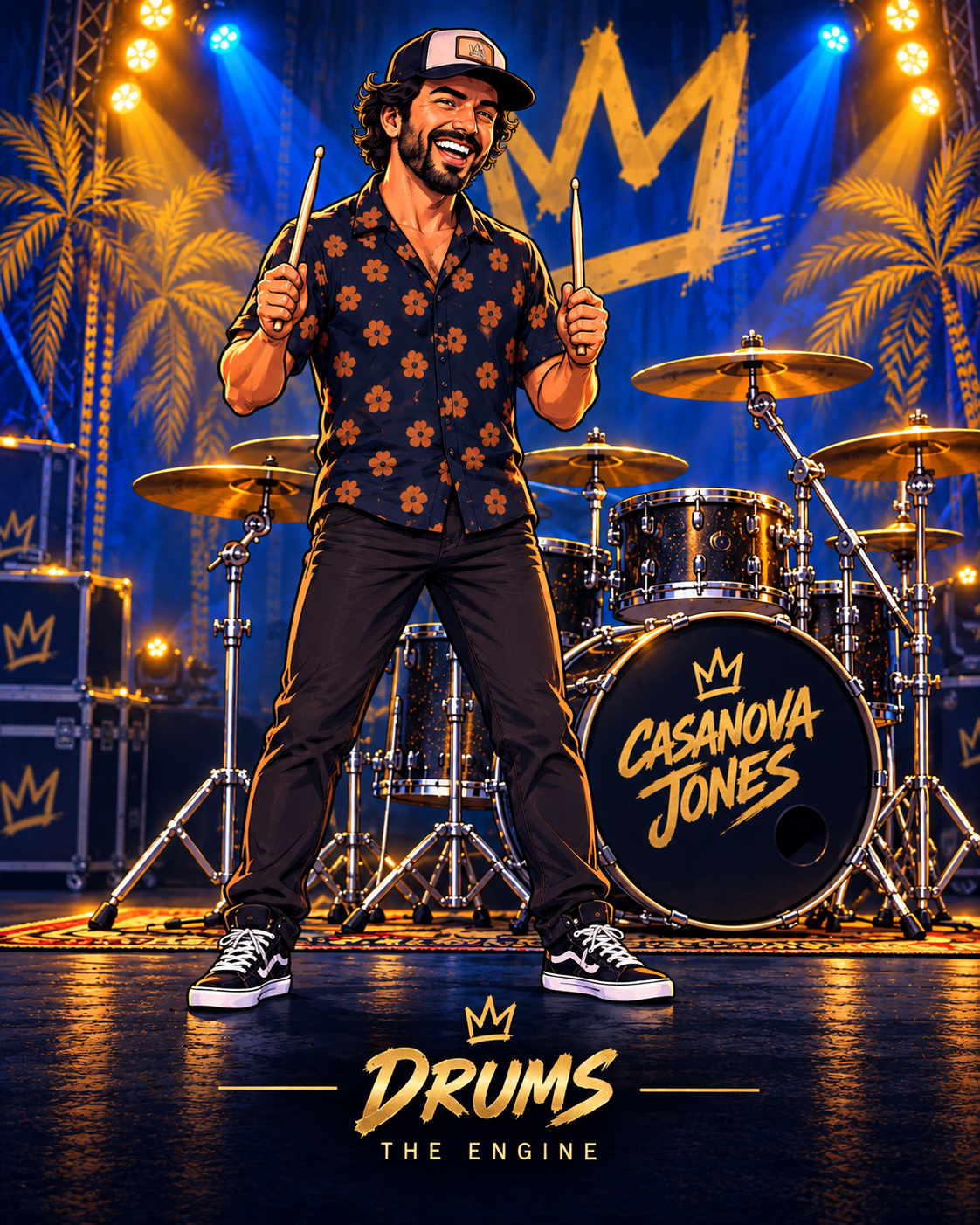 Drummer, Drums, illustrated with Drum kit