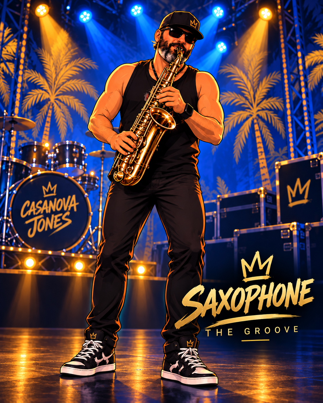Saxophone, Saxophone, illustrated with Gold saxophone