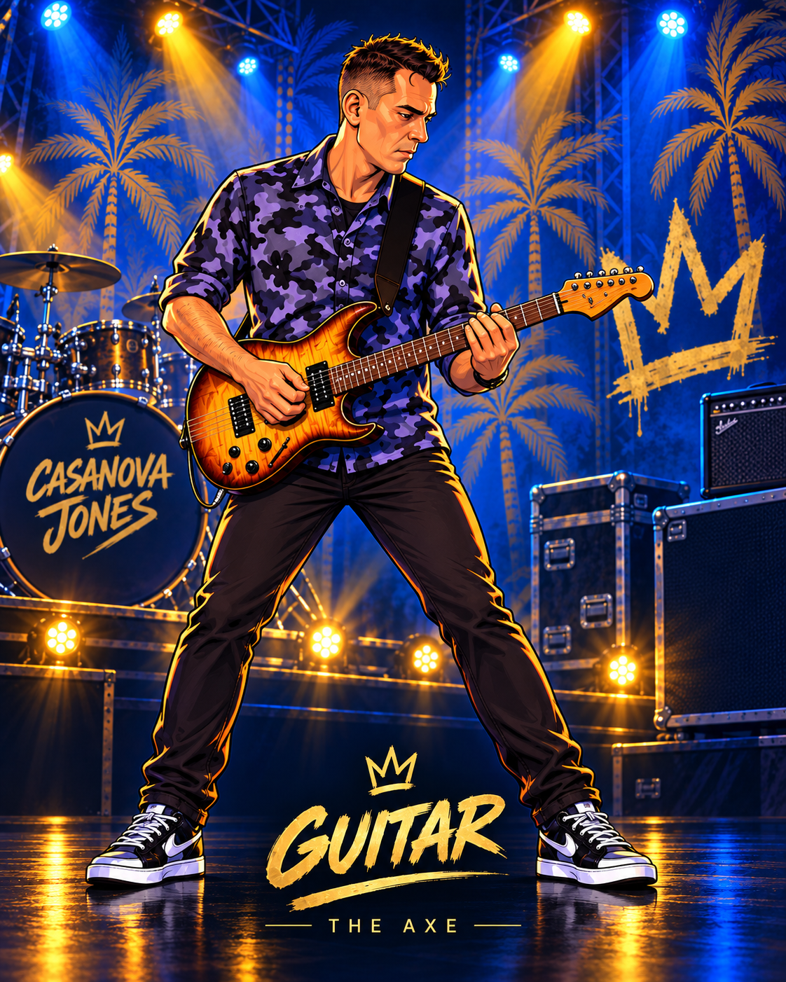 Guitar Player, Guitar, illustrated with Electric guitar